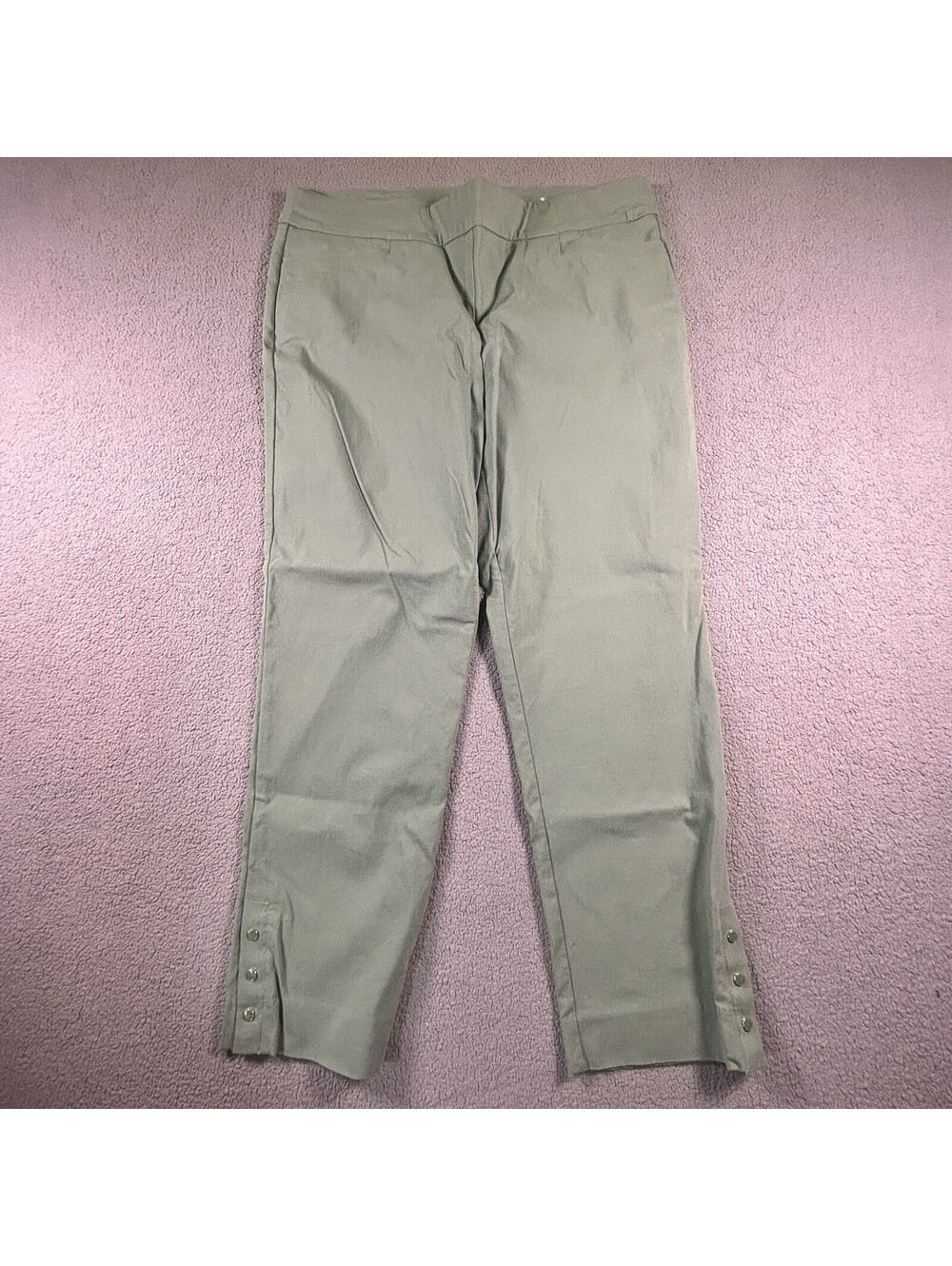 Chicos Pants Womens 2.5 Regular US 14 Green Stretch Ankle Snap Hem Brigitte